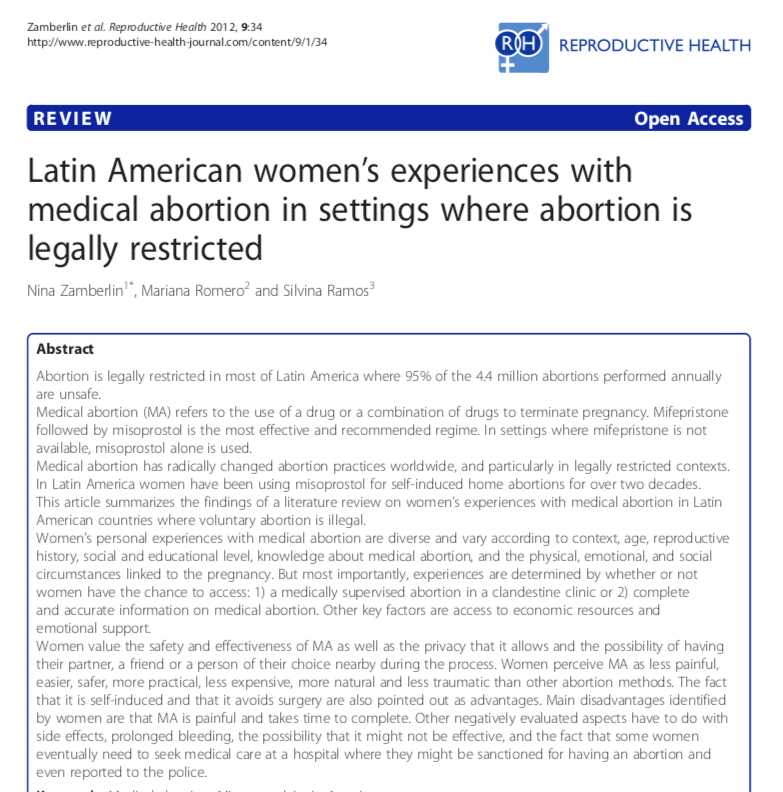 Latin American women’s experiences with tele-medical abortion