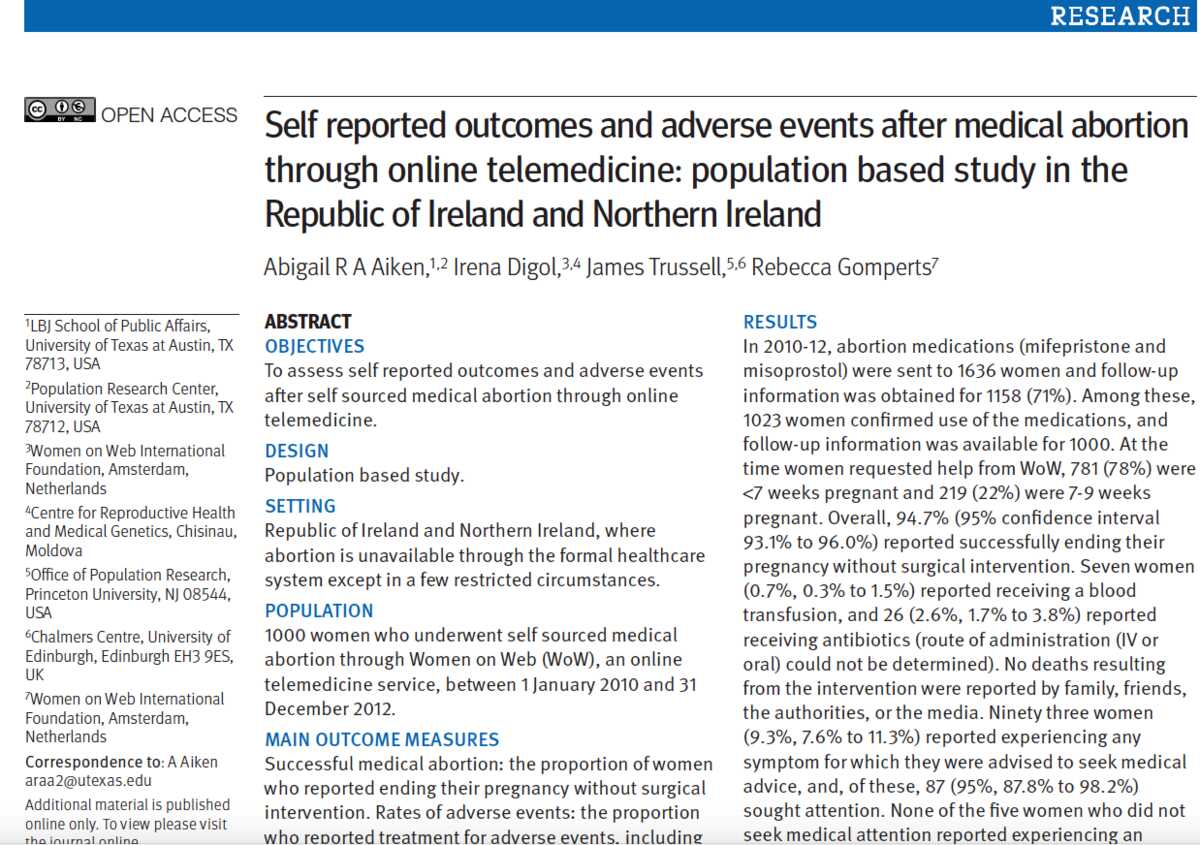 BMJ - Self reported outcomes and adverse events after medical abortion through online telemedicine: population based study in the Republic of Irelnad and Northern Ireland.png