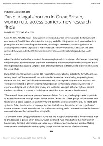 EurekAlert, Despite legal abortion in Great Britain, women cite access barriers, new research finds | EurekAlert! Science News.pdf
