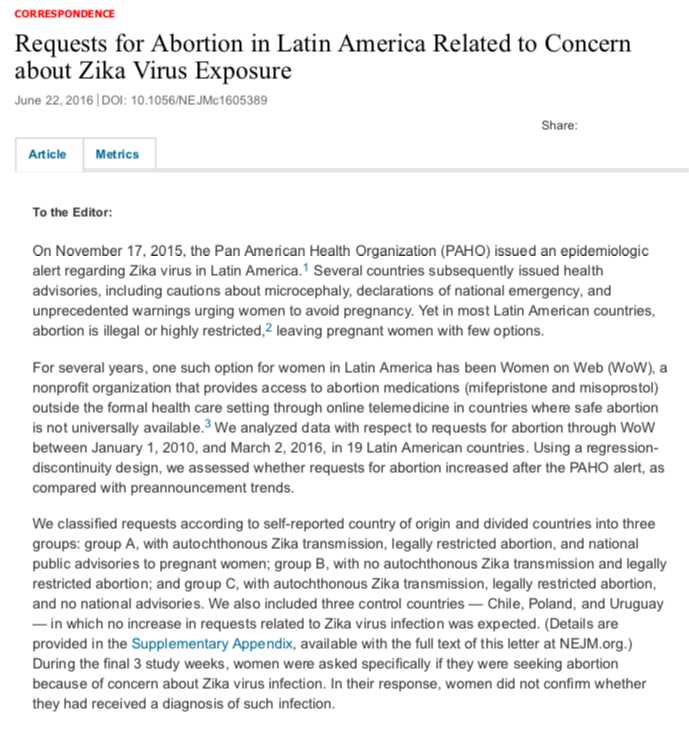 Abortion requests and zika