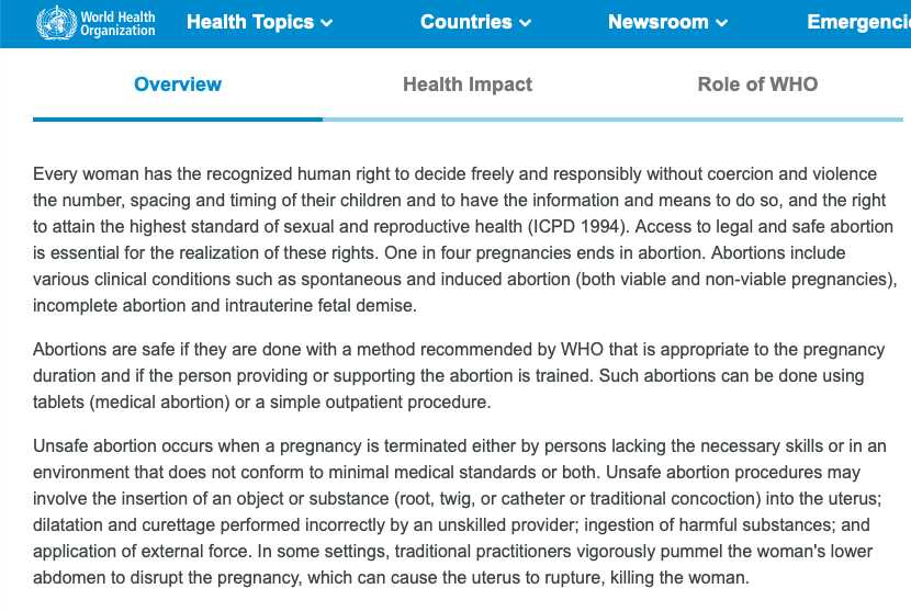 WHO statement on abortion